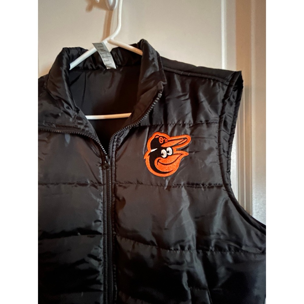 MLB Baltimore Orioles‎ Embroidered Black Puffer Jacket Vest Sz Mens Medium NWOT